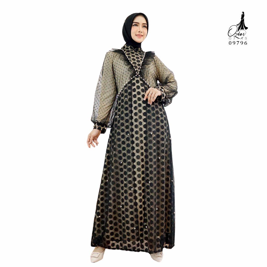 Ozias - Gamis Brokat Tile 09796 Ld 105 I Gamis Santai Wanita