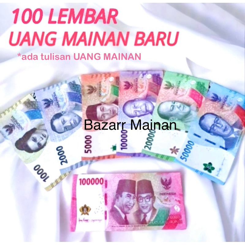 (100 lembar) Uang mainan anak edisi 2024 model terbaru / uang mainan bahan mahar / accessories scrap