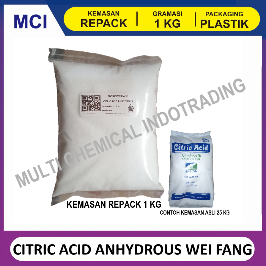 

CITRIC ACID CITRUN ASAM SITRAT ANHYDROUS WEI FANG - REPACK 1 KG