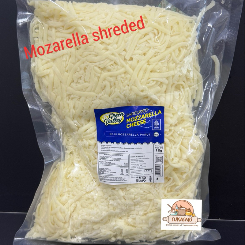 

Green Valley Mozarella Shreded 250Gr Moza keju pizza parut tabur mozza