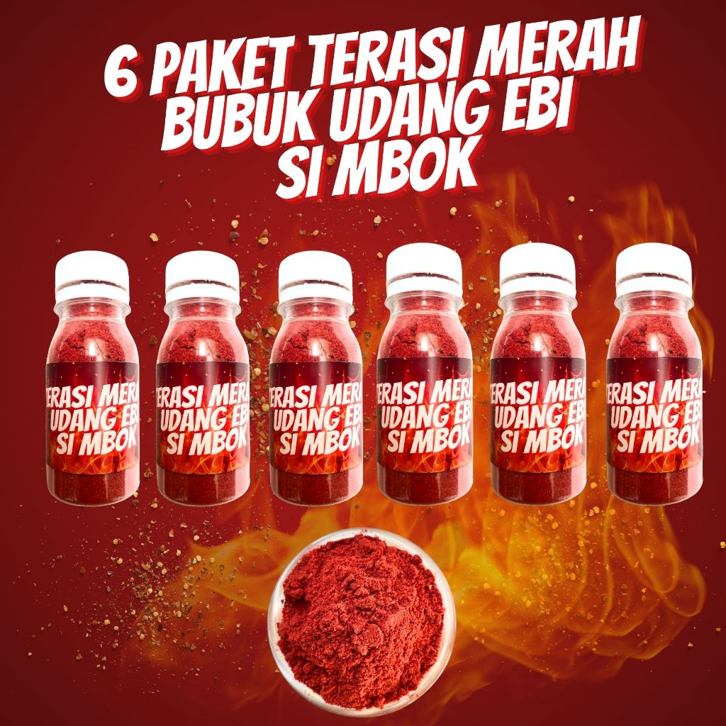 

Terasi Merah Ebi Tabur Bubuk Si Mbok Paket 6 Botol Ukuran 50 GR