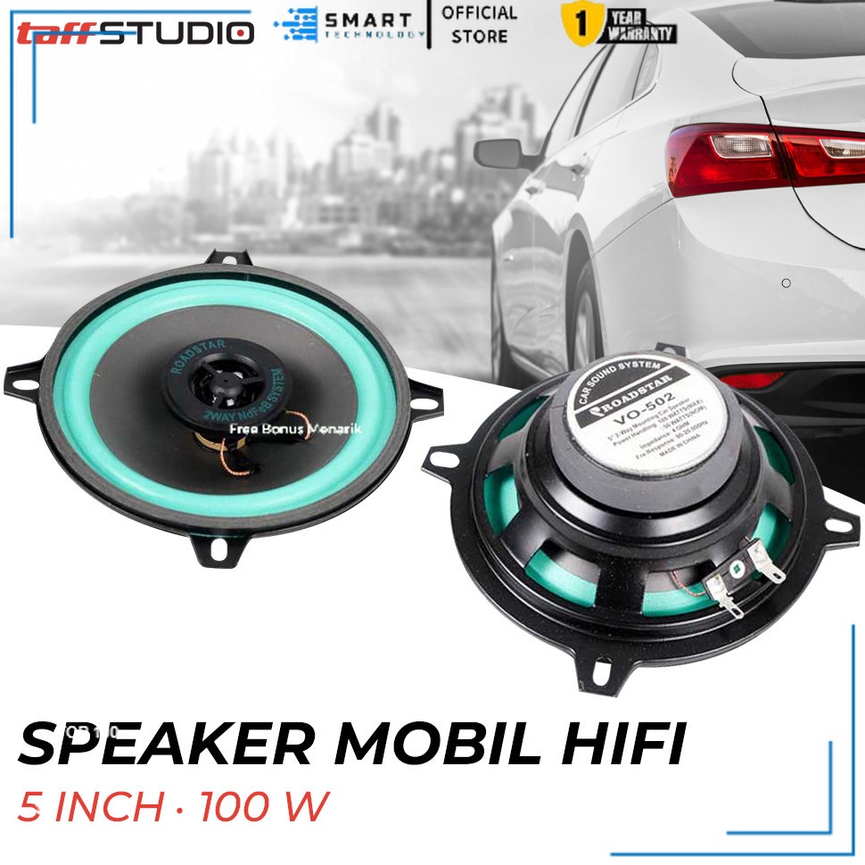 KODE D4B3 SMART TaffSTUDIO Roadstar Speaker Mobil HiFi 5 Inch 1 W 1 PCS  VO52  BlackBlue