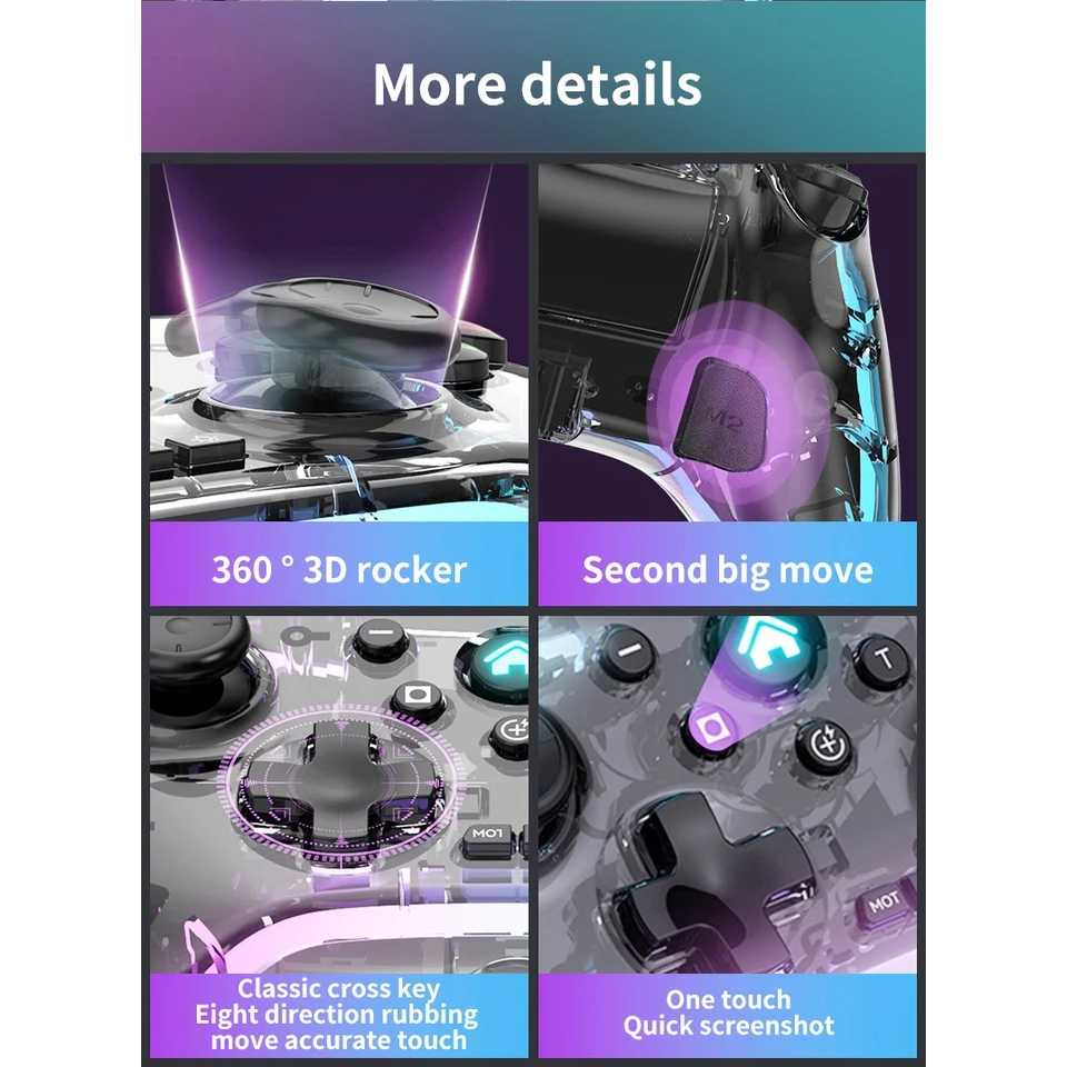 Joystick RGB Nintendo Switch Wireless Vibration Android ios P05
