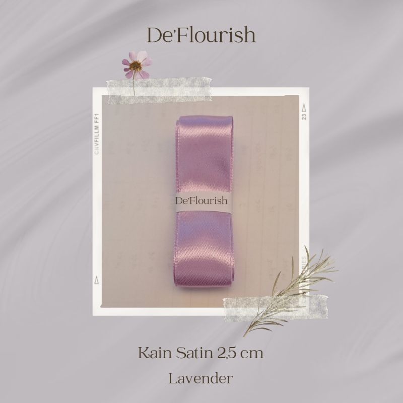 

(De'flourish) Ready Pita Satin Lavender ukuran 2,5cm per meter untuk Bunga Satin atau Hiasan