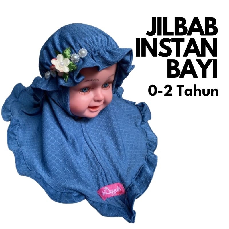JILBAB INSTAN BAYI 0-2 Tahun Model Topi Rempel Bunga Manik Cantik