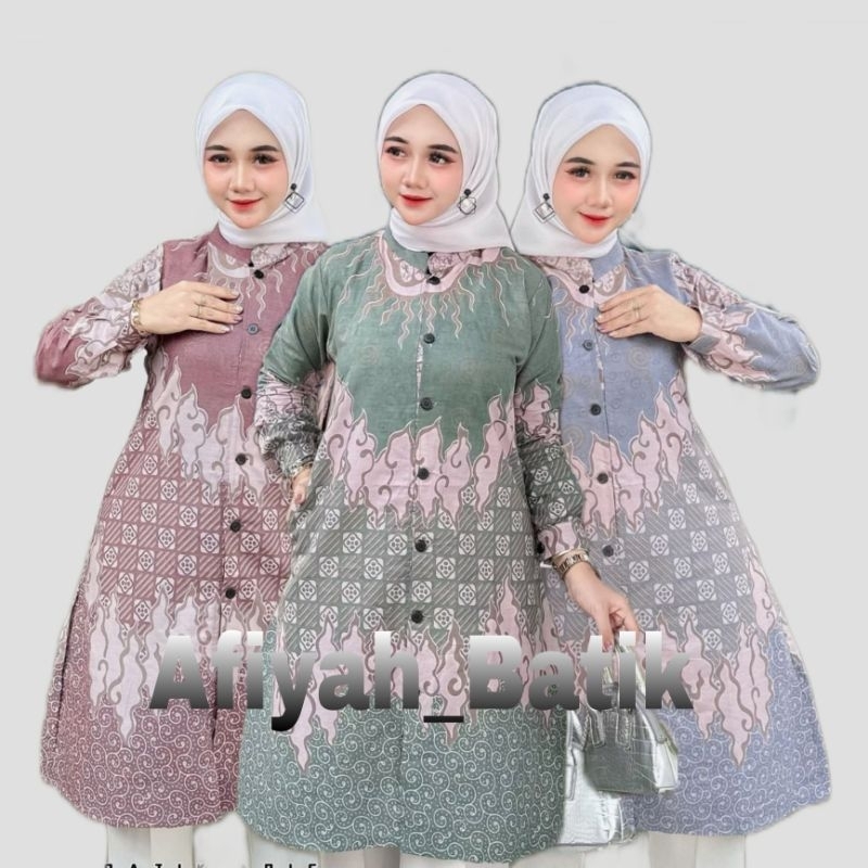 batik wanita | batik tunik | batik atasan kantor|batik Kancing depan