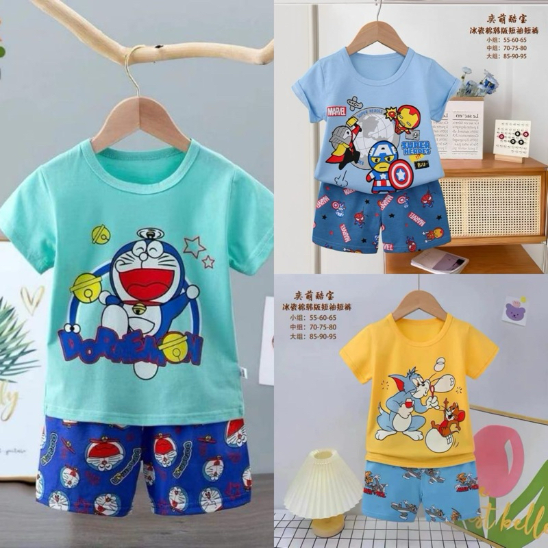 Baju Tidur / Piyama Organik Anak HP Kubao Usia 1 - 9 Tahun Motif Laki Laki