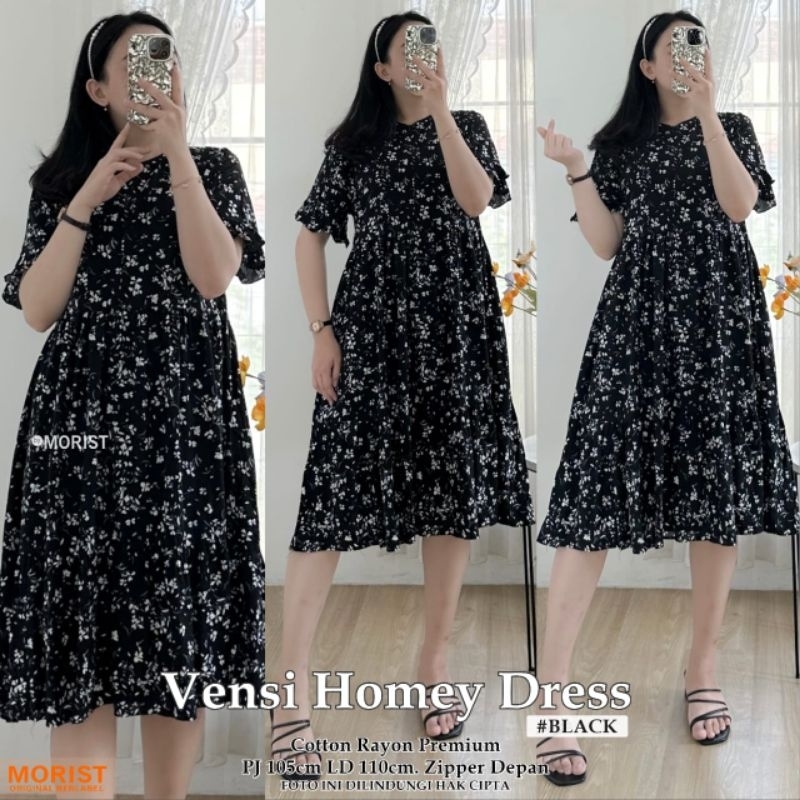 VENSI HOMEY DRESS BY MKRIST MAT PREMIUM COTTON RAYON DASTER RAMPEL SUSUN