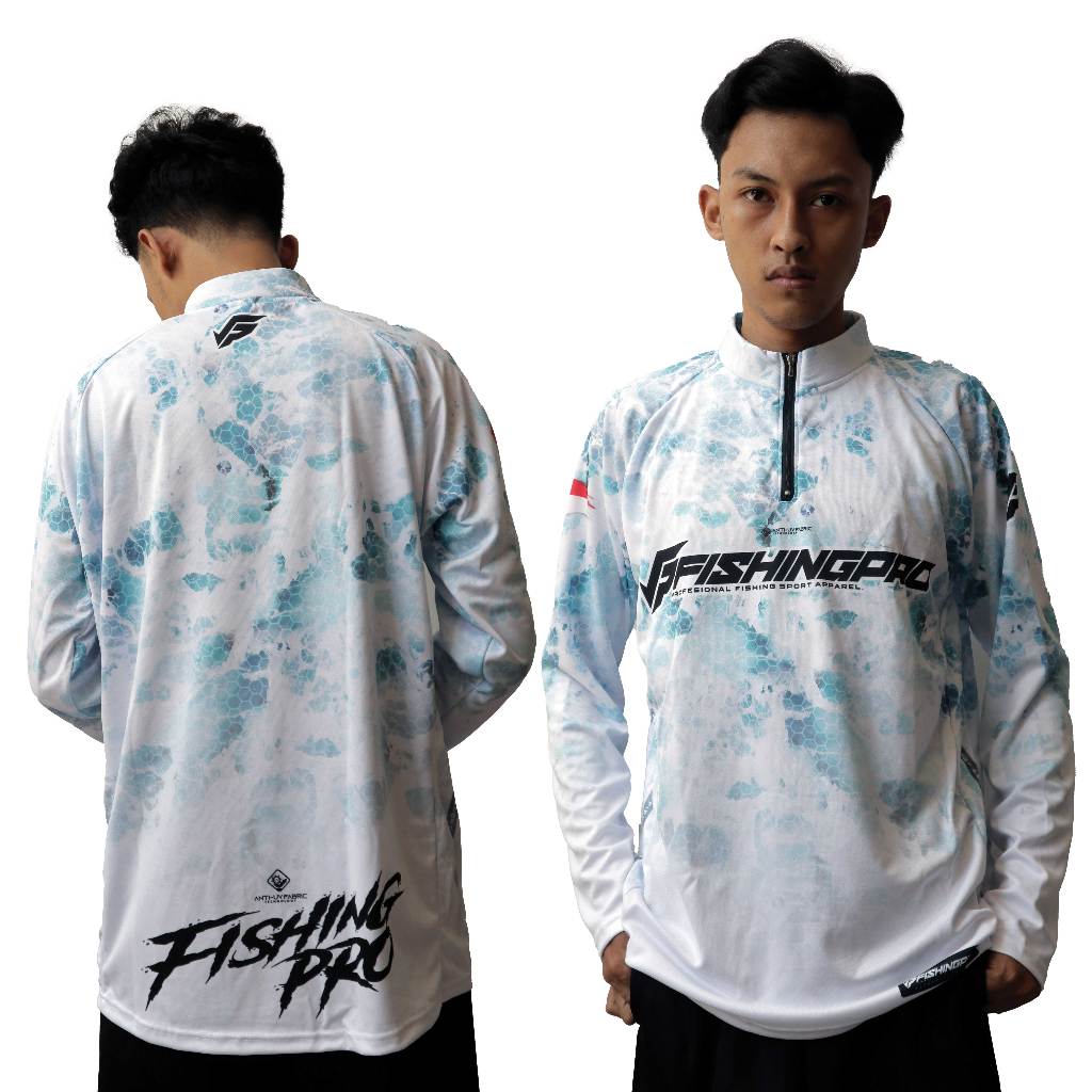Jersey Baju Mancing FishingPro White clearsea Part 109 | Anti UV Printing