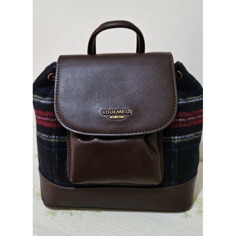 Tas Ransel MZ Tartan Merah Navy MZ0366