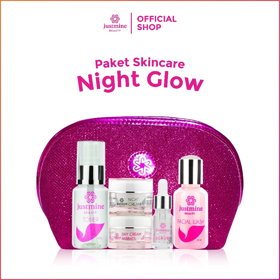 C6369 Paket Skincare Justmine Beauty Night Glow  Glowing Kulit Wajah Normal