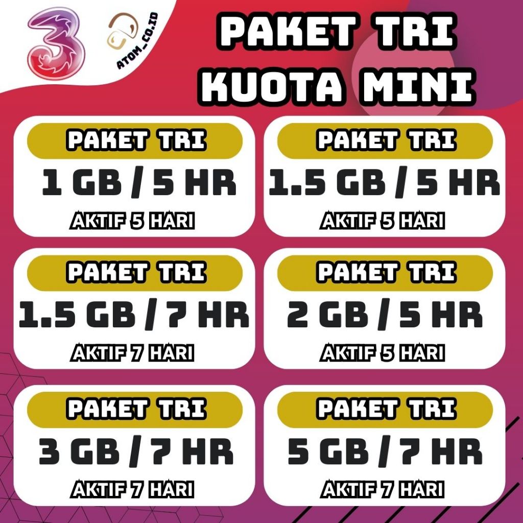 Paket Internet Tree 3 -  Kuota Mini - Kuota Internet - Termurah