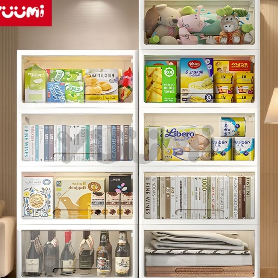 STOK SIAP COD Yuumi Putih transparan Lemari Plastik ukuran sangat besar anak lemari pakaian susun ta