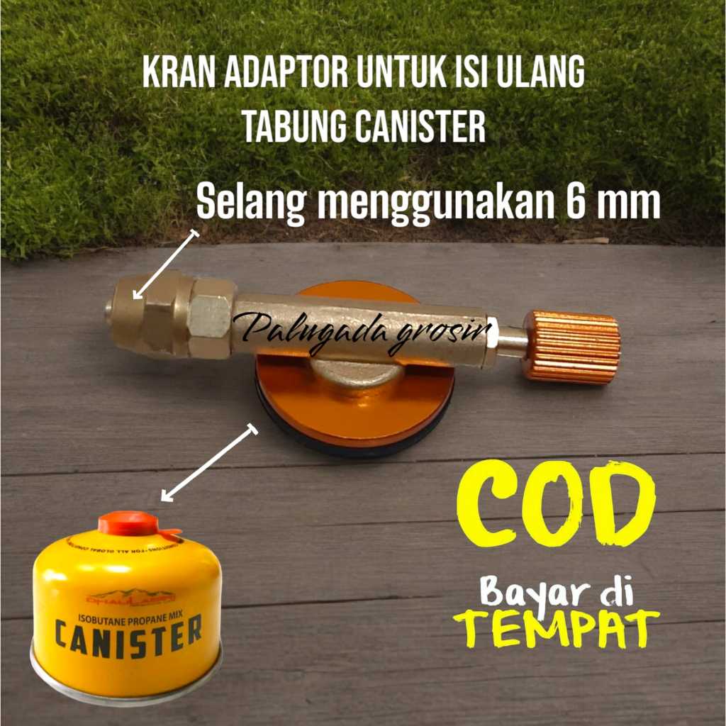 Kran Stop Keran Gas Kaleng Ulir Canister Adaptor Refill Gas Camping