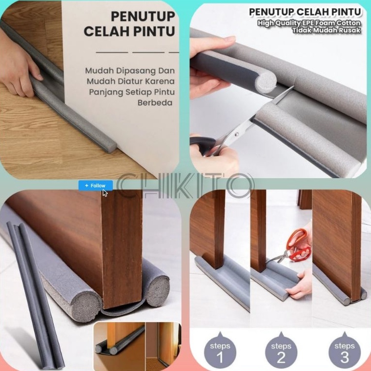 EQc OURHOME Busa Penutup Celah Pintu  Busa Pengganjal Bawah Pintu  Busa Penahan Pintu