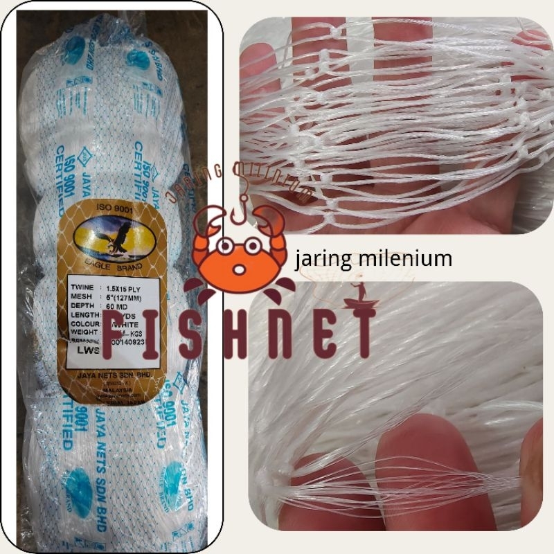 jaring milenium/jaring pintal/jaring ply/ 5inci 15ply 60md 100yds tate