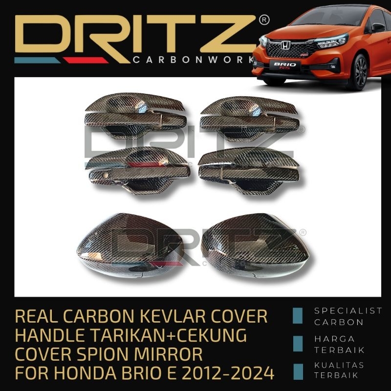 Carbon Cover FULL SET HANDLE + SPION HONDA BRIO Aksesoris Karbon Mobil
