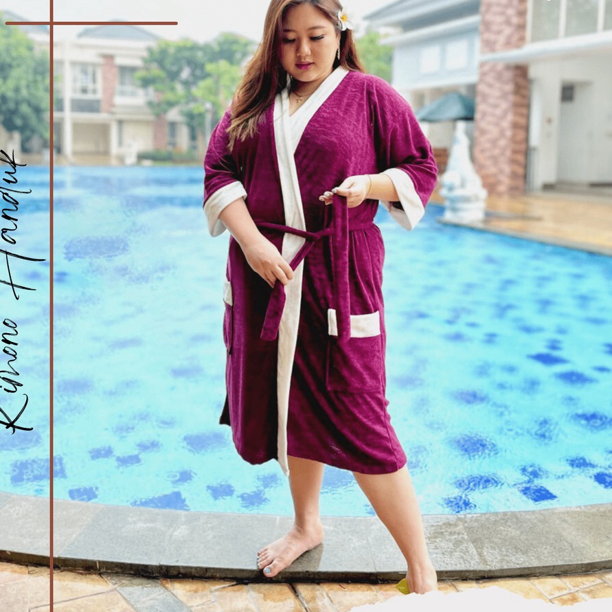 COD Handuk Kimono Dewasa JUMBO Polos  6577kg  Baju Handuk  Jubah Mandi