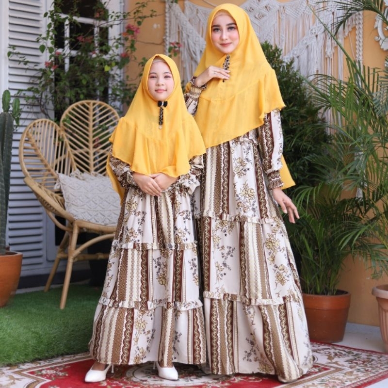 HS - Baju Couple Kondangan Ibu dan anak  Kekinian Modern Kapel Pesta Elegan Mewah Pasangan Muslim  C