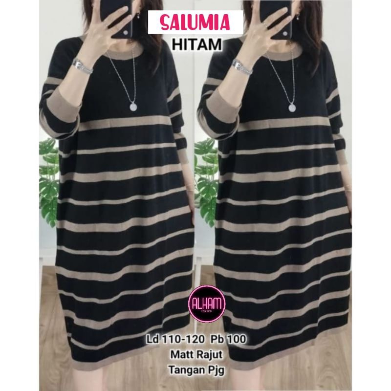 Tunik rajut Import jumbo motif garis