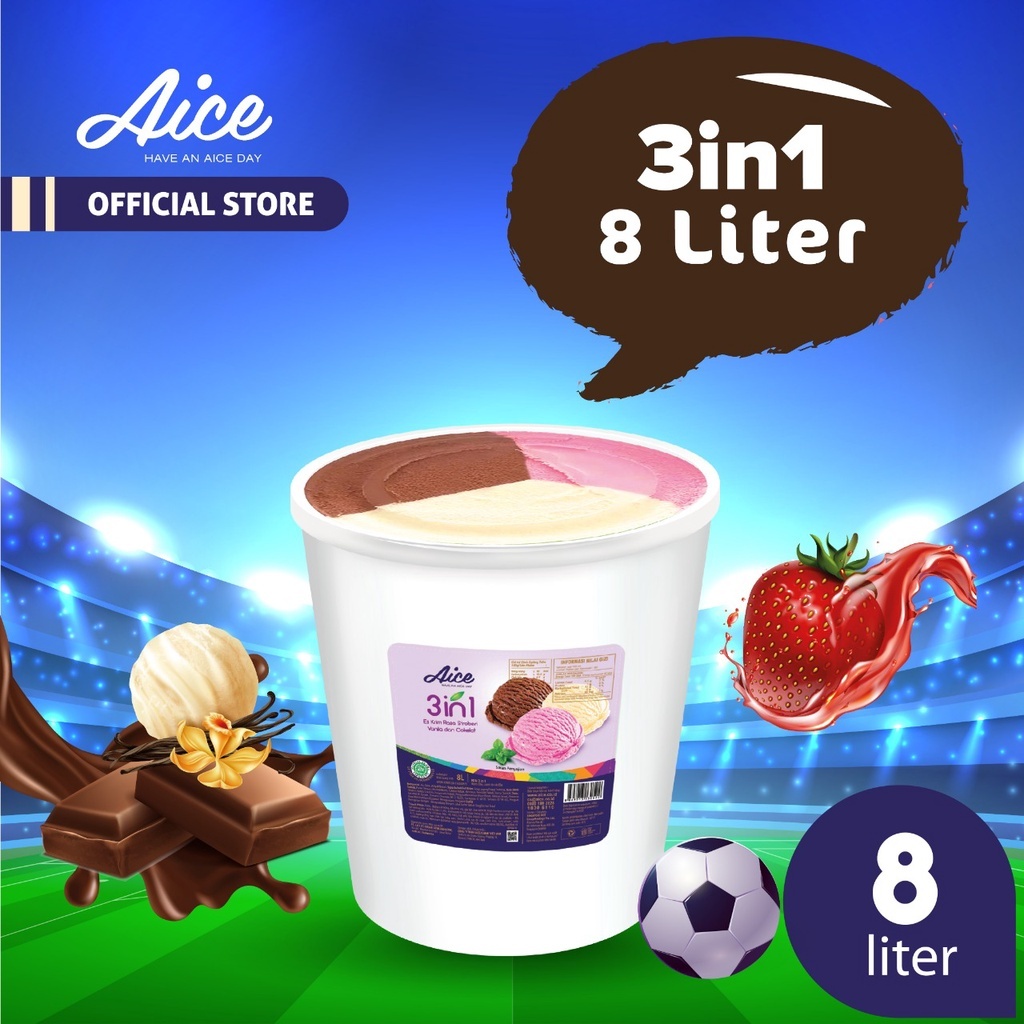 

Es Krim/Eskrim/Ice Cream Ember/Emberan Aice 8 Liter/8L/Neopolitan/3 In 1