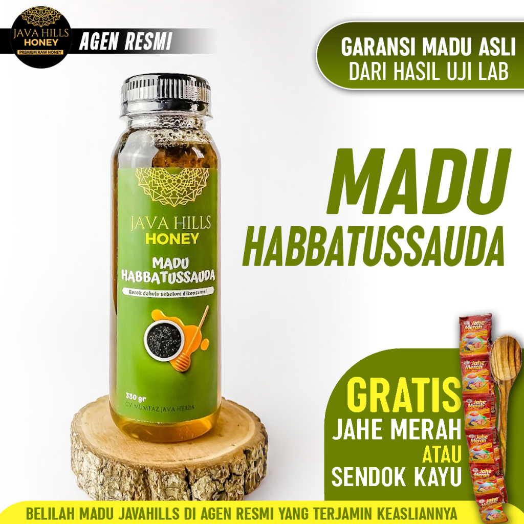 

java hills honey madu herbal habbatusauda 320gr mumtaz herba untuk pegal-pegal, hypertensi, diabetes, asam lambung, sakit kepala, mual, kembung