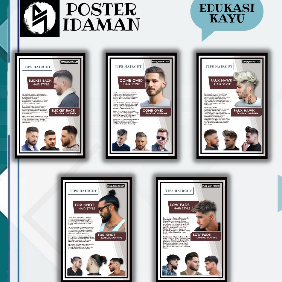 IDAMAN kayu barbershop  Hiasan dinding barbershop EDUKASI BARBERSHOP  pangkas rambut pria 223 pangka