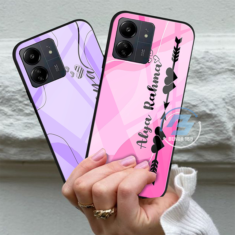 BENUA CASE - CUSTOM NAMA CASE KACA 4D GLASS CASE MENGKILAP CASING SAMSUNG A34 5G A01 A03 CORE M32 A3
