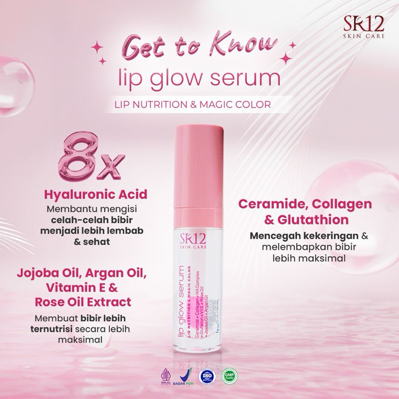 LIP GLOW MAGIC SERUM SR12| mencerahkan bibir hitam | Base lipstik| Finishing Lipstik | Lipstik Natur