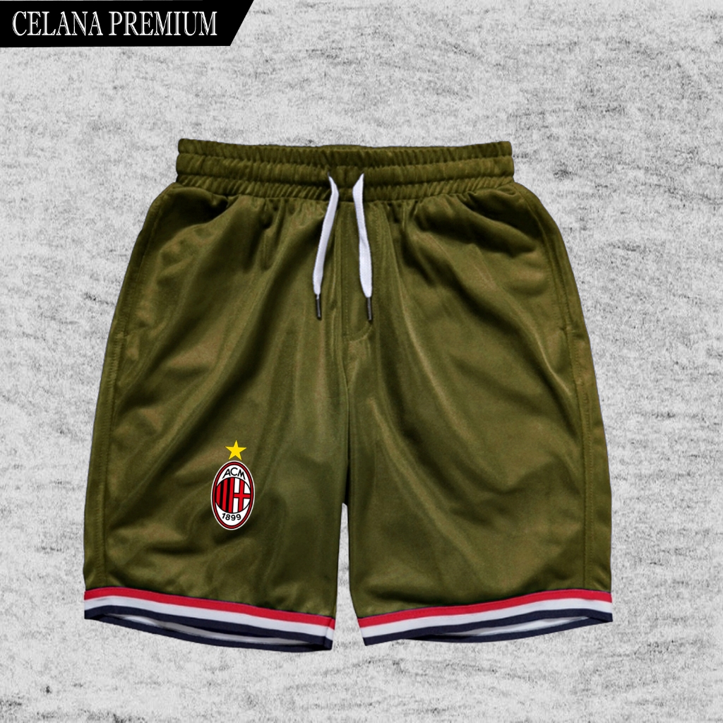 Celana Pendek katun Pria | Celana Santai | Celana Bola Ac Milan