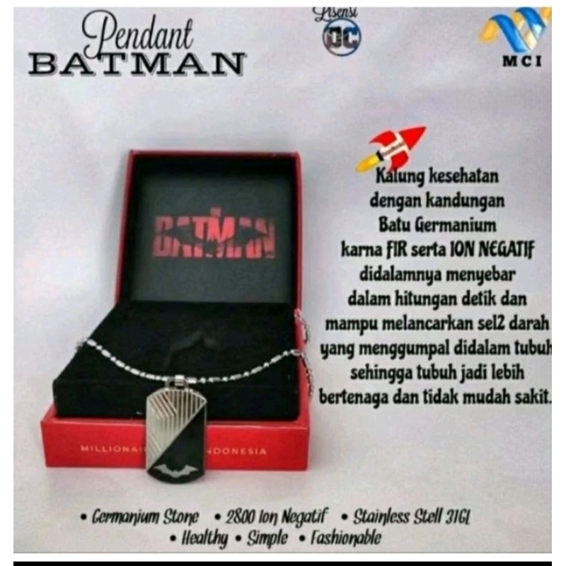 kalung batman mci / kalung pria mci / kalung kesehatan mci