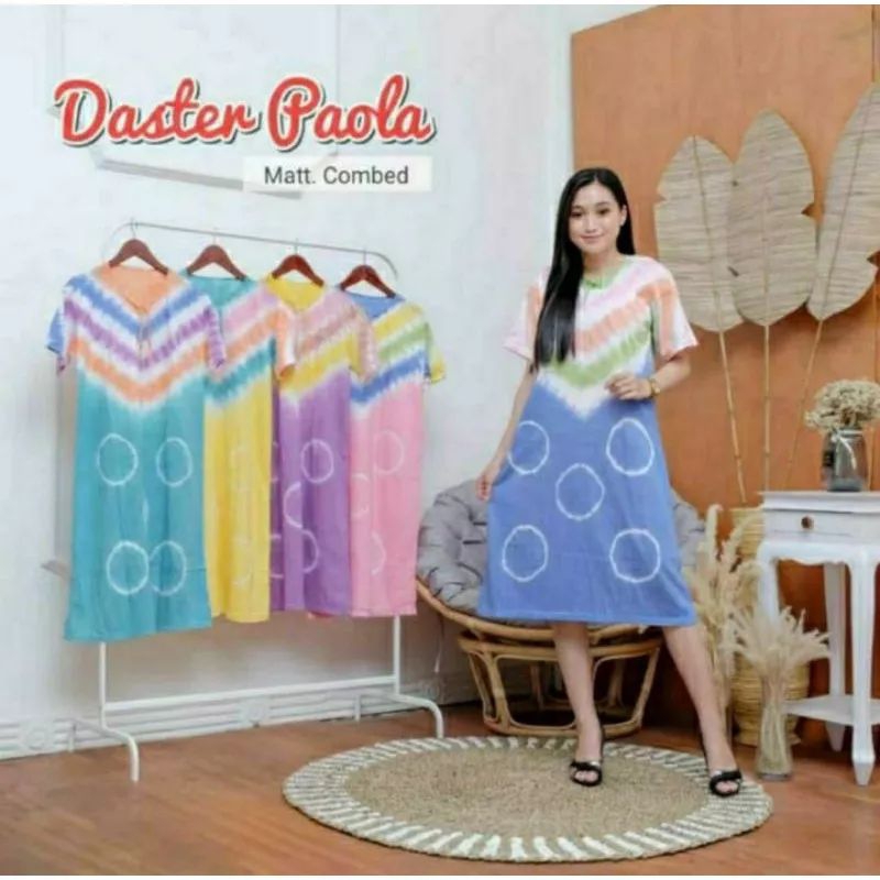 Daster kaos perempuan murah model terbaru dan termurah model leher tali non busui Daster tiedye