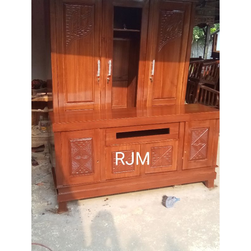 bufet tv bufet diswar bufet kayu jati 160x85x45