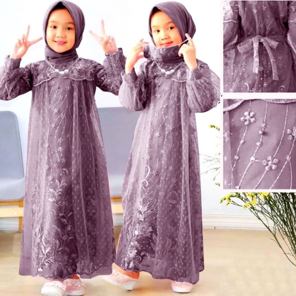 Paket Hemat  Baju Gamis Anak Perempuan 316 tahun Gamis Full Brukat Dress Kondangan Pesta