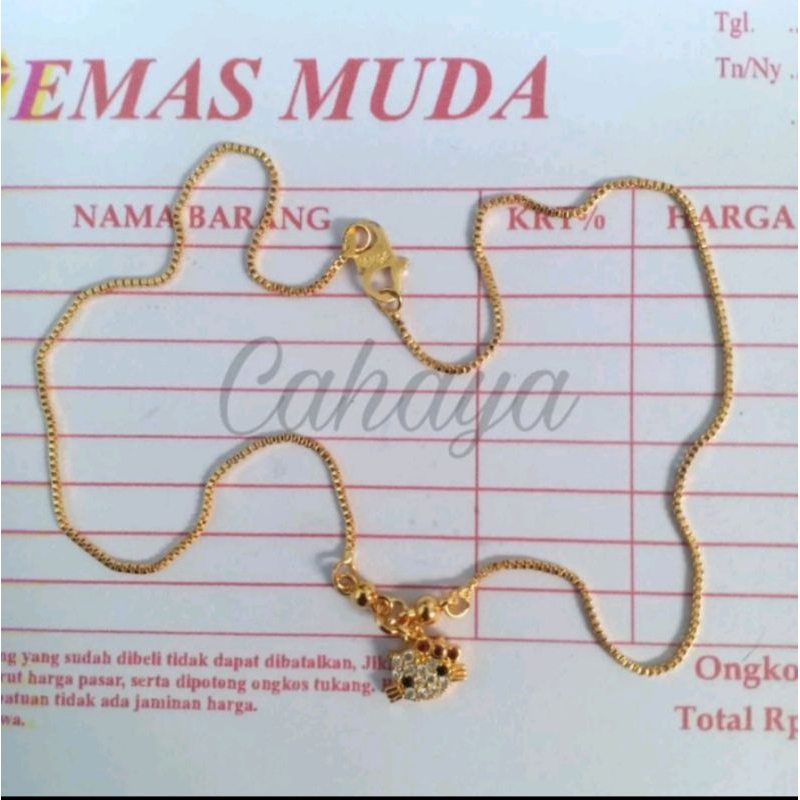 KALUNG EMAS ANAK LIONTIN KARAKTER, KALUNG EMAS MUDA 18K ADA SURAT PERHIASAN