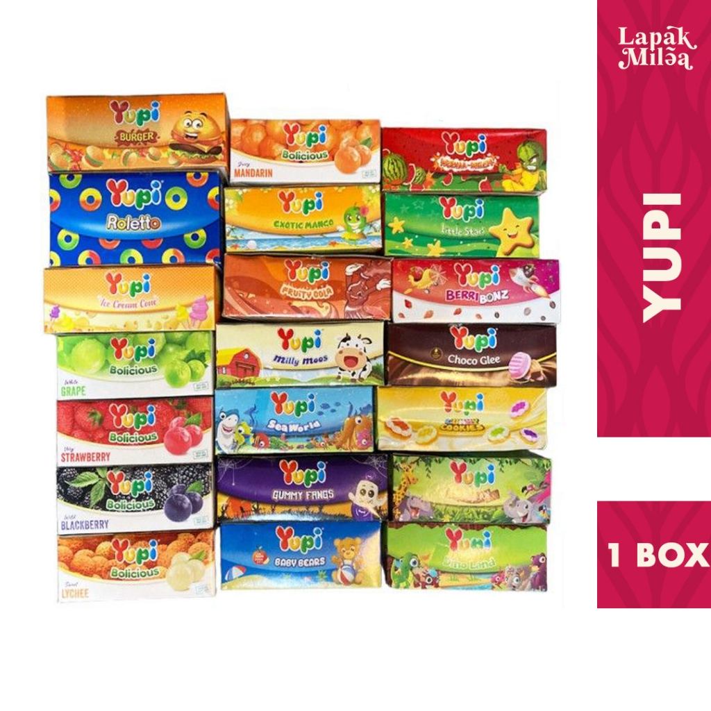 

Yupi Box Series Permen Jelly Isi 24 | Burger Bolicious Marshmallow Dino Bear