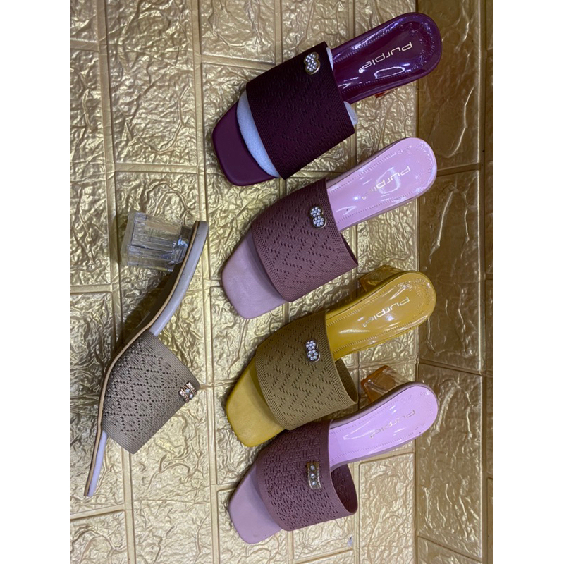 Sendal pesta rajut kaca purple