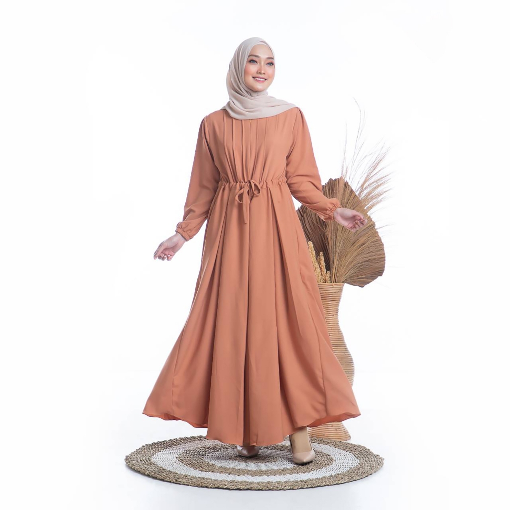 Melia Dress 2 OOTD Kondangan Daily Casual Hangout Korean Style Gamis Polos Jumbo Size S M L XL-4