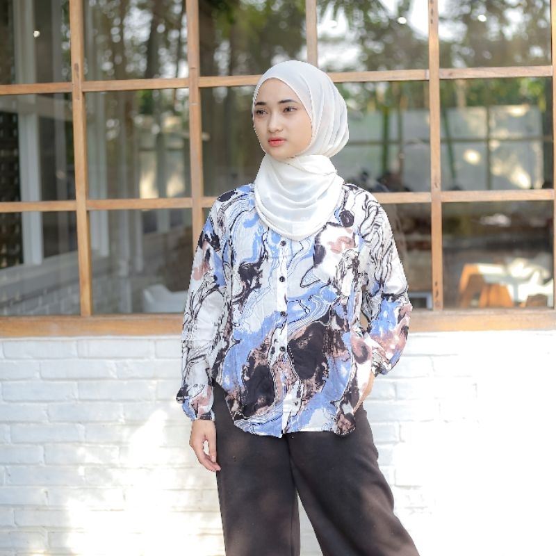 (COD) Kemeja wanita motif Hawai unisex terbaru