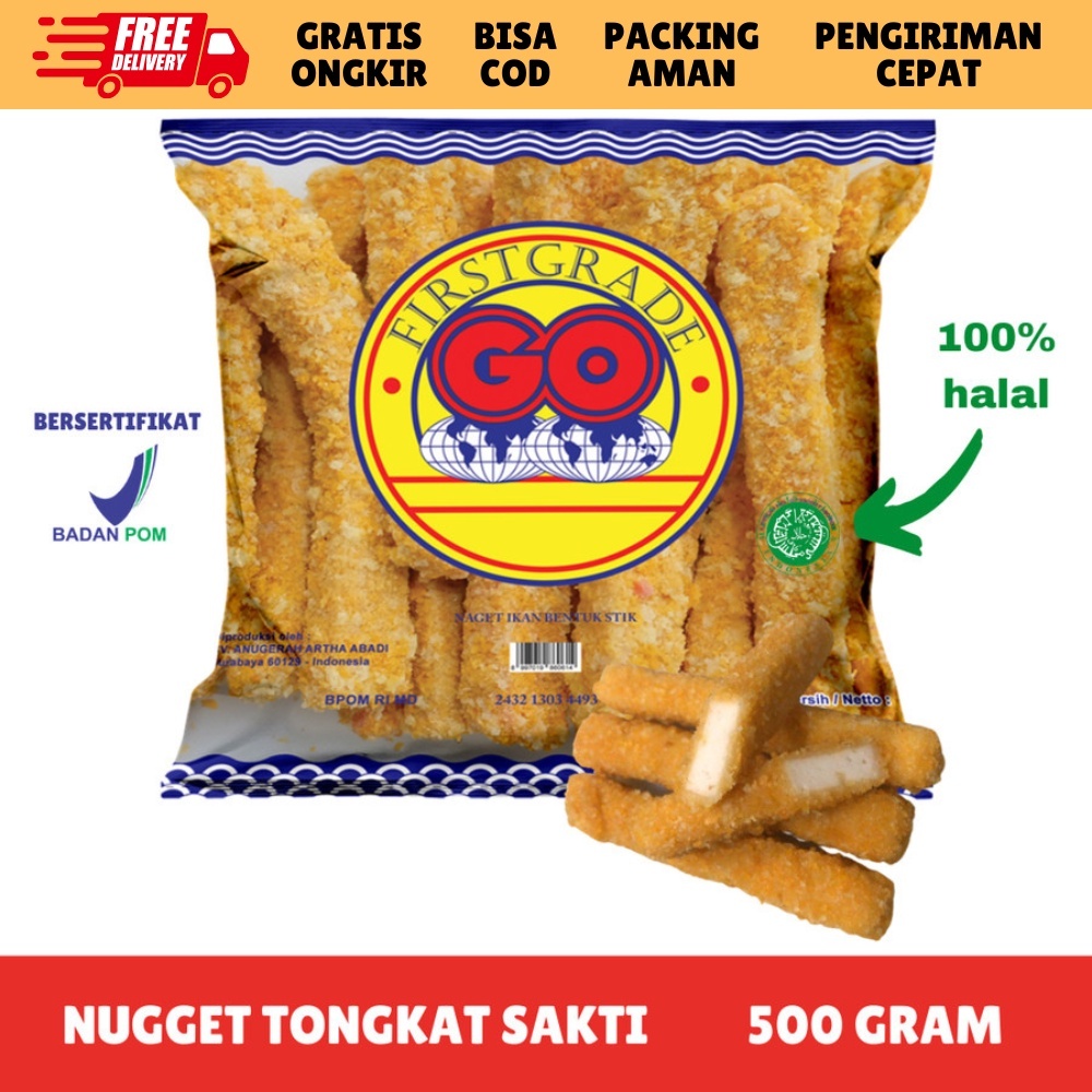 

[FROZEN FOOD GO] FISH NUGGET STICK ISI 20 (500Gr) NAGET STIK IKAN BAKSO/SOSIS BPOM HALAL