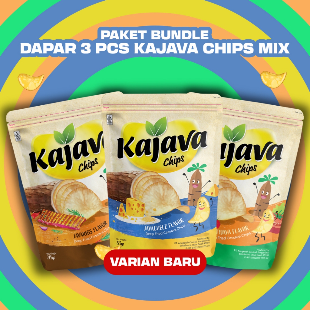 

[KAJAVA CHIPS PAKET BUNDLE 3 PCS] PAKET MIX Kajava Chips Keripik Singkong Varian Rasa 225 gr