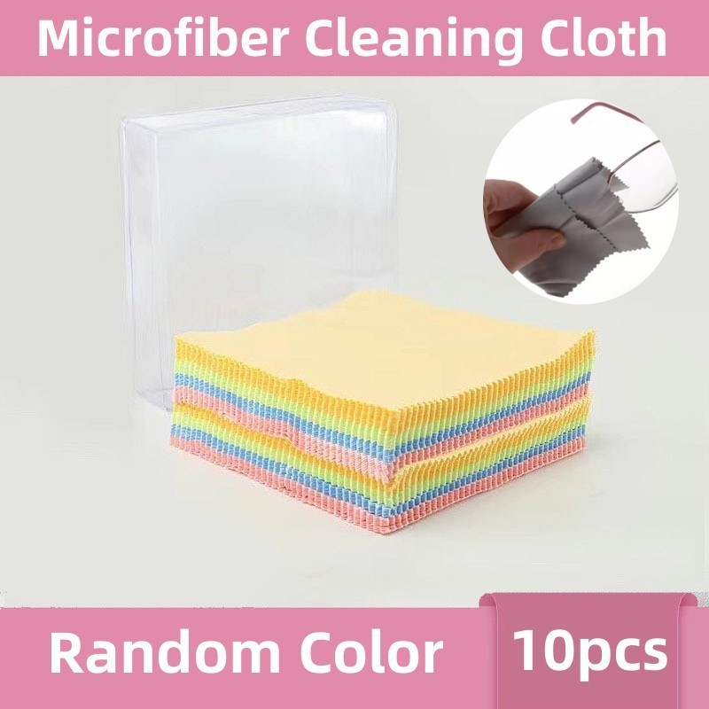 1 Box isi 100 Kain Lap Pembersih Kaca Kacamata Microfiber Lensa Layar Gadget Camera HP Smartphone Lens Cleaning Premium Halus Lembut Mika Kardus microskop Gelas Tabung Reaksi Glas Dan Yang Heng Fa textile Yanshi