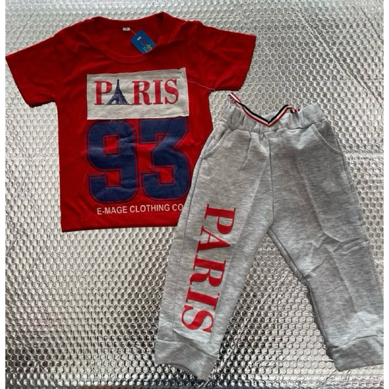 setelan cp tali pita bergambar paris 93 1-3thn