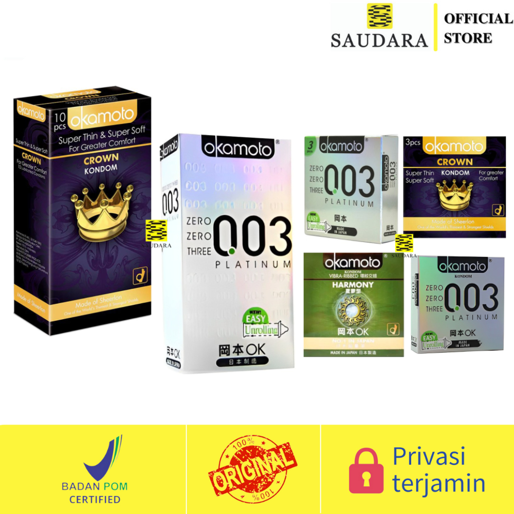Kondom Okamoto 003 Platinum, Okamoto Crown, Okamoto Harmony