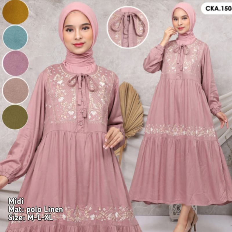 MIDI DRESS POLOS RAYON TWIL BORDIL AGAPE