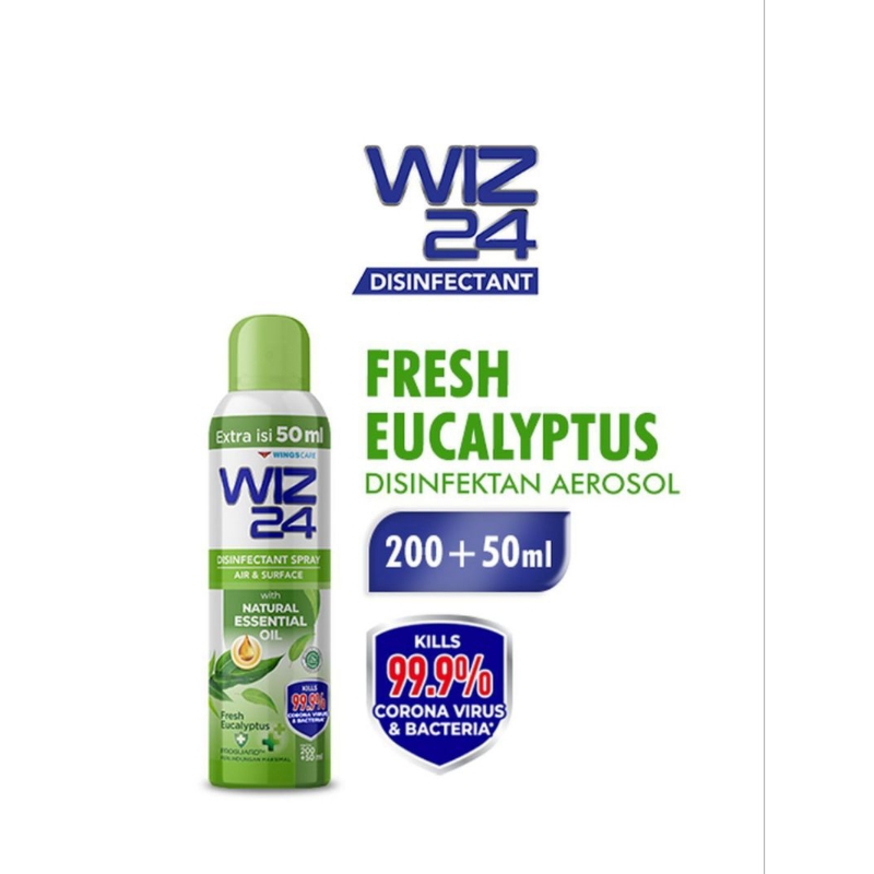 Wiz24 Disinfectant Spray Fresh Eucalyptus 200 + 50 Ml