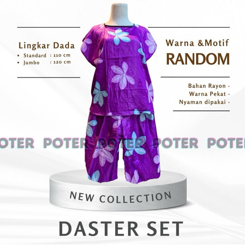 Daster setelan celana pendek baju pakaian tidur piyama super jumbo motif rayon one set gogo dewasa r