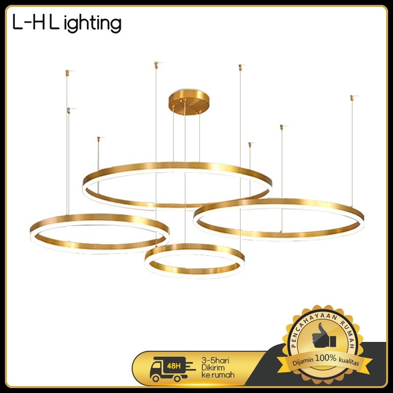 LH Lighting - Lampu Gantung Ruang Tamu Cincin Modern Lampu Lobi Hotel Langit-langit Tinggi Kamar Tid