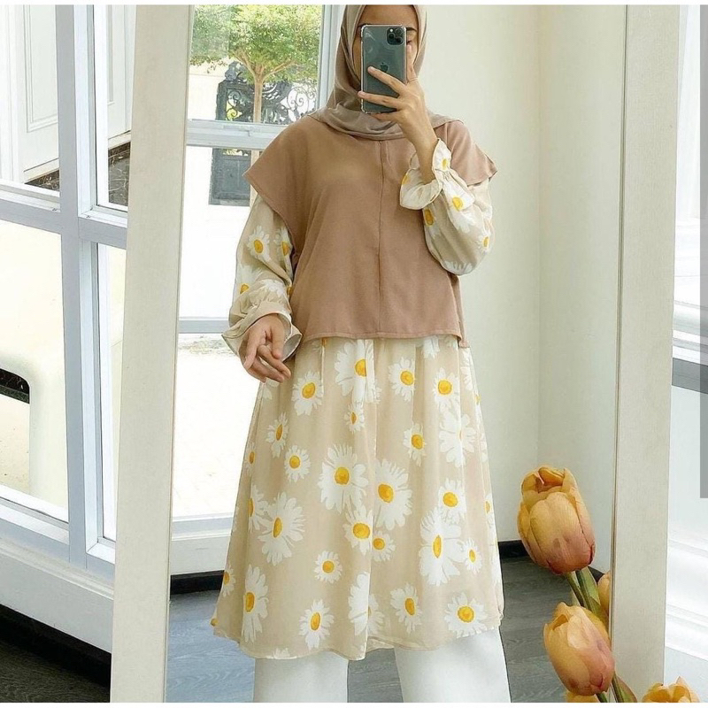 TUNIK DUALO ROMPI VEST WOLPEACH BUSUI TUNIK WANITA KEKINIAN