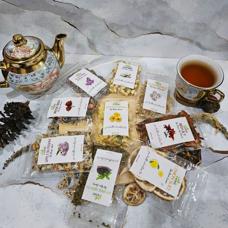 

Teh Bunga Premium Peach Blossom / Japanesse Greentea / Rosmary / Lavender / Jasmine / Telang / Rose Bud / Kemasan 3 gr